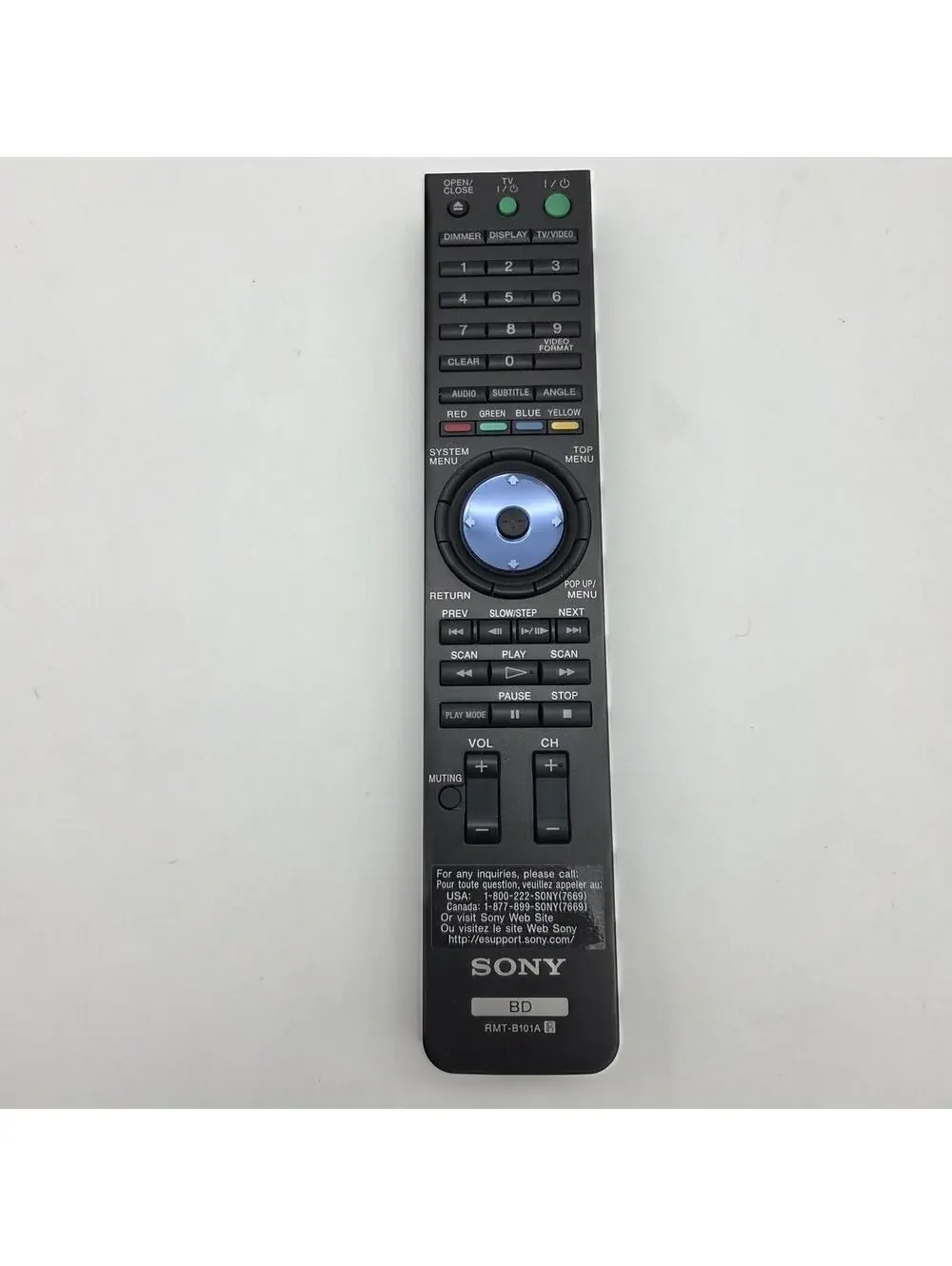 Genuine Sony RMT-B101A Blu-ray DVD Remote Control for BDP-S300 BDP-S301 - Tested